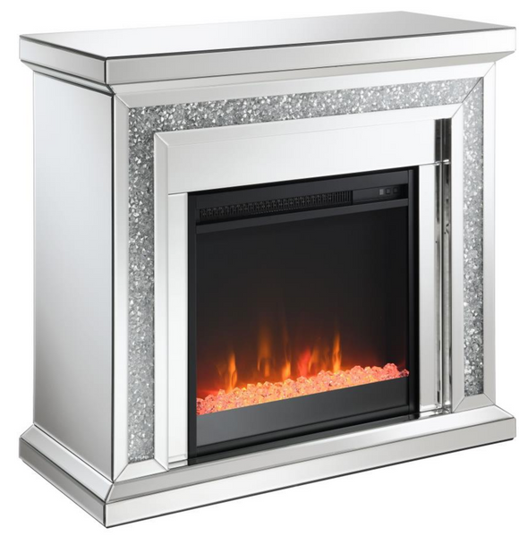 Alder Mirrored Fireplace with Crystals