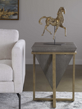 Pinpoint Shagreen Accent Table with Gold Metal Base