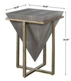 Pinpoint Shagreen Accent Table with Gold Metal Base