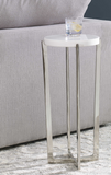 The Quad Polished Nickel and White Marble Drink Table