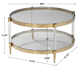 Casper Acrylic and Gold Round Glass Coffee Table