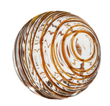 Glass round wall art colored in browns, ambers, leopard, and dark brown