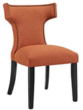 Orange Upholstered Dining Chair with nailhead trim 