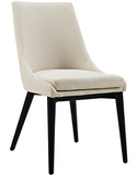 Beige Mid Century Modern Dining Chair with tapered legs