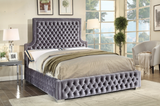 Grey Deep Tufted High headboard and Low profile Bed