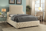 Cream Deep Tufted High headboard and Low profile Bed