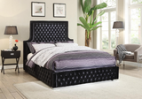 Black Deep Tufted High headboard and Low profile Bed