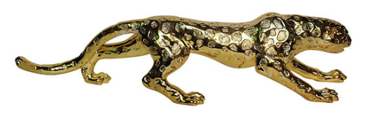 Gold creeping leopard sculpture animal 
