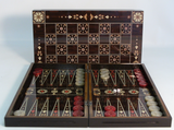 Decorative Wood Folding Backgammon Set