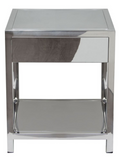 The Reflection Accent Table is sleek and stylish.  The polished chrome finish is stunning and modern.  Perfect in a guest room or the living room this accent table is sure to wow your guest.  Storage drawer is velvet lined. 