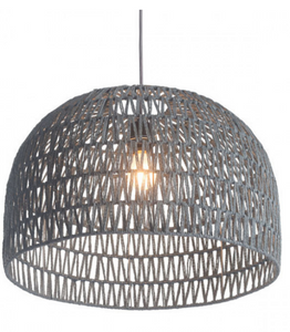 The woven dome ceiling lamp has a large dome shaped shade. Shade material surrounds a metal architecture with an grey polyester woven thread zig zag pattern woven throughout creating a soft, see through shade. Install in kitchens and dining rooms, restaurants or day spas for a softer look to your modern design. Bulbs not included. Bulbs sold separately, Max Watt 60 W, Size E26, Type A19. UL approved and listed.