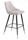 The Marlo barstool is sleek and savvy.  The velvet upholstery complements the black metal frame which is accented by gold tips.  If fashion is your passion, then this bar chair is for you. Make a statement around your kitchen island or in your bar area. Its tapered back with button tufting is easy on the eyes and gorgeous from every angle. Support slats provide a comfortable footrest while seated. Slim pencil legs end in brushed brass, giving it an elegant finish.
