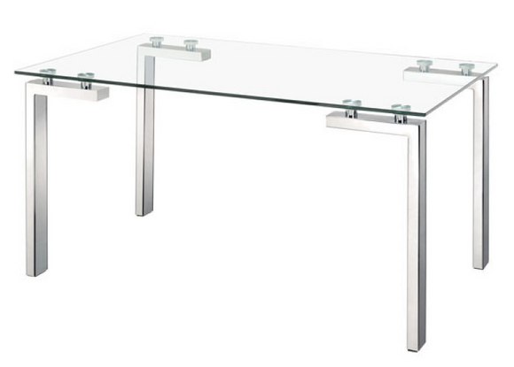 The Stout dining table has strong architectural lines in its design. Made with a clear tempered glass top and stainless steel tube legs, this table looks great with dining chairs or as a desk with an office and two conference chairs. Be inspired with the Stout table.