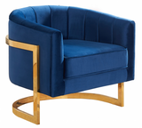 The Celeste Accent Chair has a mid century modern chair with velvet upholstery. The gold base makes this chair one to marvel over. Rich velvet covers the plush, comfortable seat, padded with high-density foam. Strength is offered by the stunning Stainless Steel legs, which feature a beautiful Gold finish.