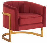 The Celeste Accent Chair has a mid century modern chair with velvet upholstery. The gold base makes this chair one to marvel over. Rich velvet covers the plush, comfortable seat, padded with high-density foam. Strength is offered by the stunning Stainless Steel legs, which feature a beautiful Gold finish.