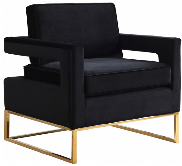 Helena Velvet Modern Accent Chair Black