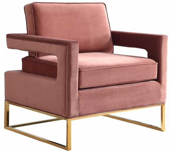 Helena Velvet Modern Accent Chair Rose Pink