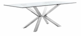 The Jamie Modern Dining Table is unique featuring a beautiful contemporary design with chrome plated stainless steel base and Genuine glass top. This dining table is guaranteed to be the highlight of any home.