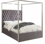 The Structure Modern Canopy Bed has a tufted headboard that stands a full 60 inches tall, giving the bed a regal and sophisticated look. The headboard is tufted for added elegance, and the bed comes with a chrome canopy, adding to its overall elegance and grandeur. Velvet fabric used on the sides and headboard gives it a luxe vibe, and the headboard is heavily padded, making it an ideal backrest for reading or watching TV.