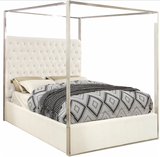 The Structure Modern Canopy Bed has a tufted headboard that stands a full 60 inches tall, giving the bed a regal and sophisticated look. The headboard is tufted for added elegance, and the bed comes with a chrome canopy, adding to its overall elegance and grandeur. Velvet fabric used on the sides and headboard gives it a luxe vibe, and the headboard is heavily padded, making it an ideal backrest for reading or watching TV.