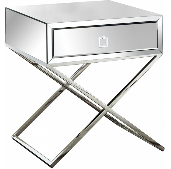 The Cross Accent Table allows you to mix functionality with a unique modern style with this eye-catching side table. Featuring chrome finish stainless steel legs or gold in a criss-cross 