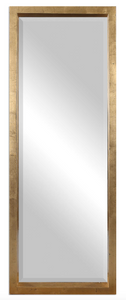 The Treton Wall or Floor Mirror is perfect to use as a dressing mirror or just for accent. This stately mirror features a deep, solid wood frame with a lightly antiqued gold leaf finish. Mirror has a generous 1 1/4" bevel. May be hung horizontal or vertical.