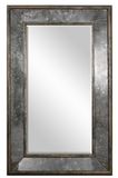 The Reveal antique floor mirror boast style. This stately mirror features a distressed, aged black, solid pine inner and outer frame surrounding heavily antiqued style side mirrors. Center mirror has a generous 1 1/4" bevel. May be hung horizontal or vertical.
