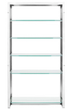 The Strapped Bookcase/Display Shelf boast style.  Simple design and clean lines gives this display shelf the perfect form to hold valuables and display items. The Glass shelves or simple and timeless.  