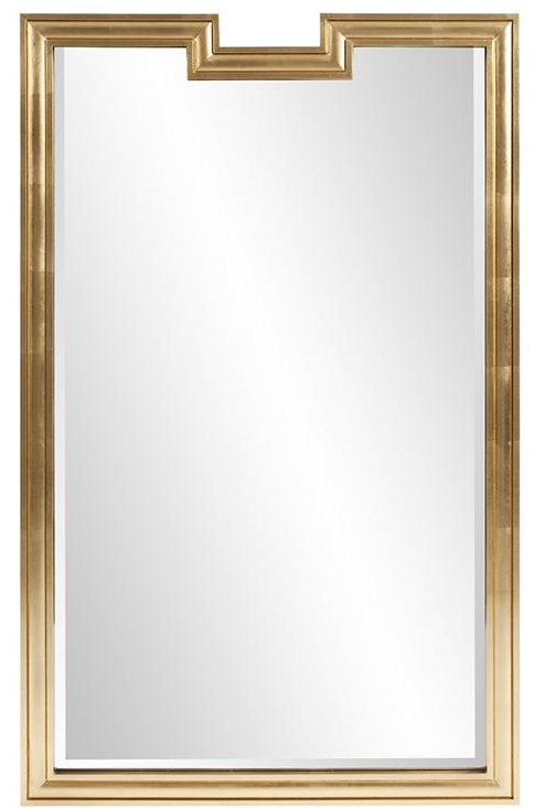 The Deco Arte Wall Mirror is a gorgeous piece with an Art Deco flair. It features a simple rectangular wood frame with a notch cut out in the top. The entire piece is then finished in a bright silver leaf finish or gold that accentuates the pure brilliance of this piece. The simplicity of this piece allows it to fit right in to any style from Contemporary to Traditional. D-rings are affixed to the back of the mirror so it is ready to hang right out of the box.