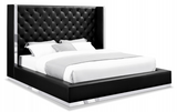 The Brexton Bed has a modern appeal. The tufted faux leather headboard is eye catching. An added bonus is the stainless steel trim that is located on the headboard, footboard, and sideboards. The curved edges are modern and graceful and boast a modern flair. Designed by furniture designer Stanley Jay Friedman.