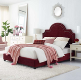 Prim Modern Queen Bed Maroon Performance Velvet