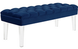 Clever II Modern Bench Grey Velvet and Acrylic