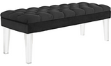 Clever II Modern Bench Grey Velvet and Acrylic