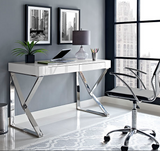 Walder Modern Desk White and Chrome