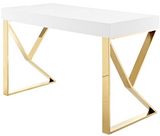 Walder Modern Desk White and Gold