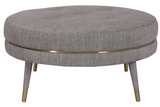 Tesla Cocktail Ottoman With Brushed Brass Steel Trim and Feet.