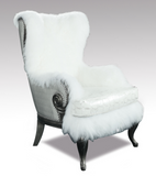 Leather and Shearling White Accent Chair