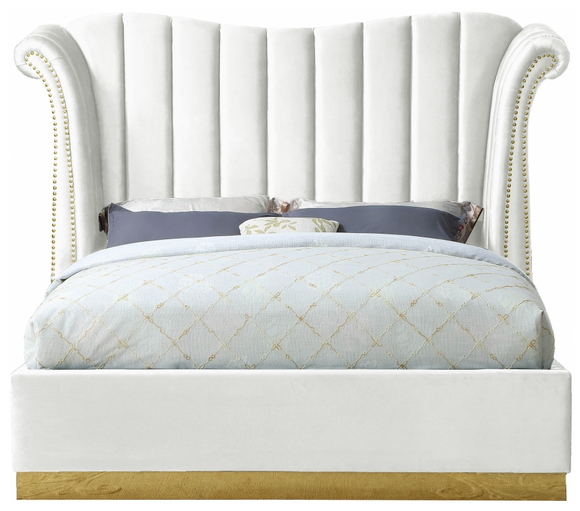 Bloom Modern Bed White With Gold Base