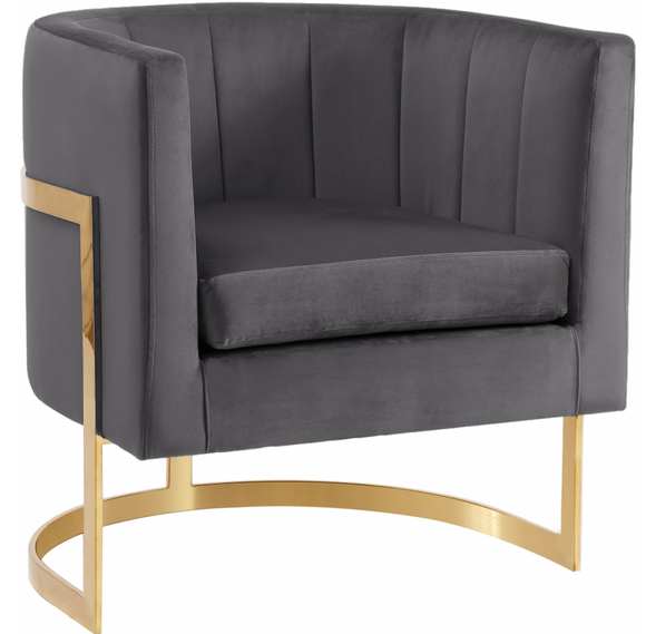 Celeste Modern Accent Chair Grey With Gold Base