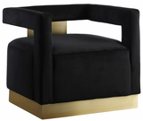 Boxy Modern Chair Grey With Gold Accents