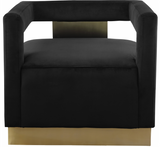 Boxy Modern Chair Grey With Gold Accents