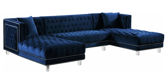 Belair Modern Sectional Sofa Navy Blue