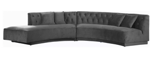 Curvy Modern 2 pc Sectional Sofa Grey