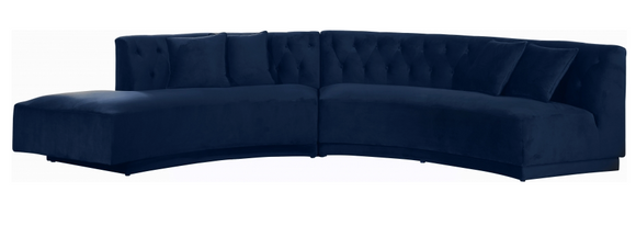 Curvy Modern 2 pc Sectional Sofa Blue