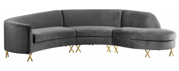 S Curve Modern Sectional Grey