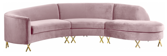 S Curve Modern Sectional Pink