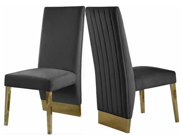 Valor Dining Chair S/2 Grey/Gold