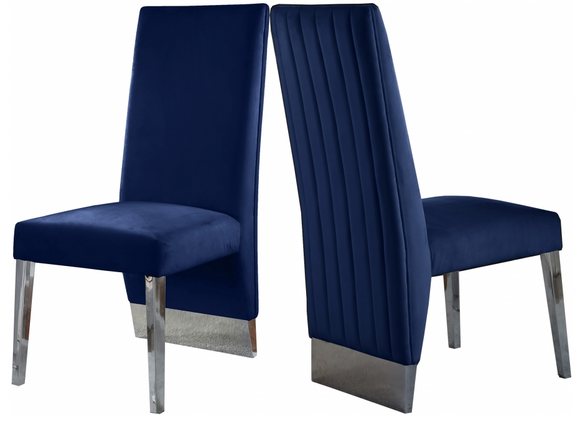 Valor Dining Chair S/2 Blue/Chrome