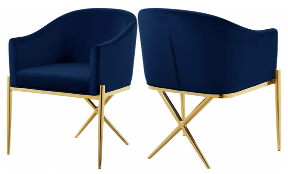 Cavali Dining Chair Gold Blue