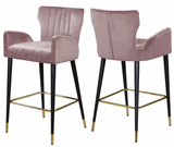 Cambridge Counter Stool S/2 Black With Black and Gold Base